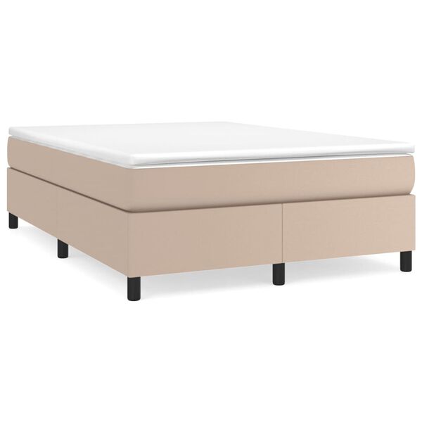 vidaXL R&aacute;m postele s boxspringem cappuccino 140x190 cm uměl&aacute; kůže