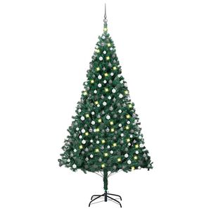 vidaXL Uměl&yacute; v&aacute;nočn&iacute; stromek s LED a sadou koul&iacute; zelen&yacute; 240 cm