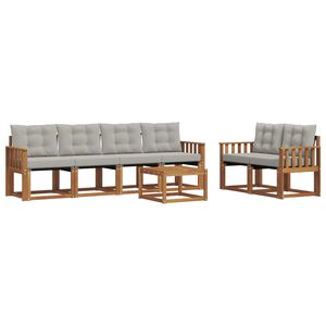 vidaXL Venkovn&iacute; pohovkov&aacute; souprava 7 pcs Př&iacute;rodn&iacute; a světle &scaron;ed&aacute;