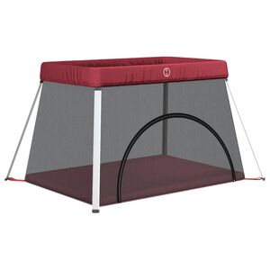 vidaXL Dětsk&aacute; ohr&aacute;dka s matrac&iacute; červen&aacute; lněn&aacute; tkanina