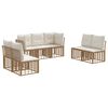 vidaXL Venkovn&iacute; pohovkov&aacute; souprava 7 pcs Př&iacute;rodn&iacute; Polyester