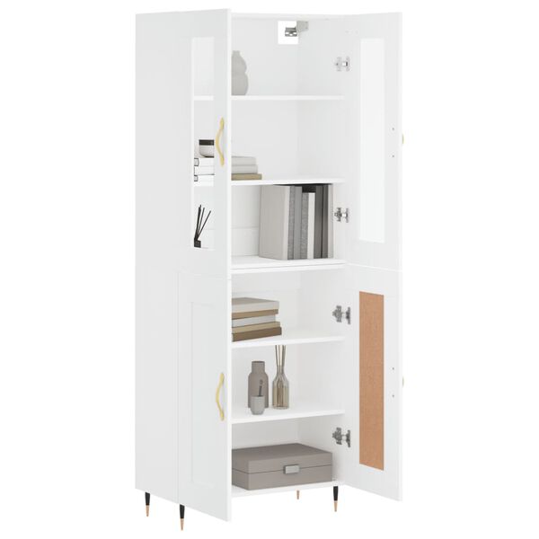 vidaXL Skř&iacute;ň highboard b&iacute;l&aacute; 69,5 x 34 x 180 cm kompozitn&iacute; dřevo