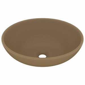 vidaXL Luxusn&iacute; umyvadlo ov&aacute;ln&eacute; matn&eacute; kr&eacute;mov&eacute; 40 x 33 cm keramick&eacute;