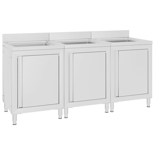 vidaXL Gastro kuchyňské dřezové skříňky 3 ks nerezová ocel