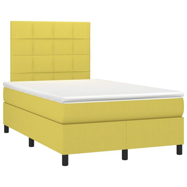 vidaXL Box spring postel s matrac&iacute; a LED zelen&aacute; 120 x 200 cm textil