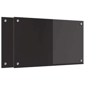 vidaXL Kuchyňsk&aacute; z&aacute;stěna 2 pcs Čern&aacute; 70 x 40 cm tvrzen&eacute; sklo