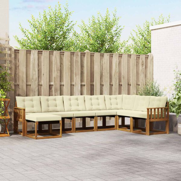 vidaXL Venkovn&iacute; pohovkov&aacute; souprava 8 pcs Přirozen&aacute; a Kr&eacute;mov&aacute;