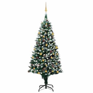 vidaXL Uměl&yacute; v&aacute;nočn&iacute; strom s LED a sadou koul&iacute; a &scaron;i&scaron;kami 240 cm