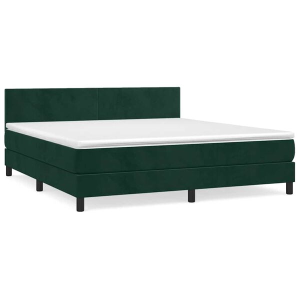 vidaXL Box spring postel s matrac&iacute; tmavě zelen&aacute; 180x200 cm samet