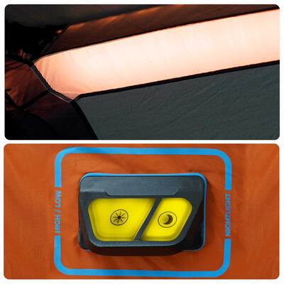 vidaXL Rodinný stan s LED 6 osob světle šedý a oranžový rychloupínací