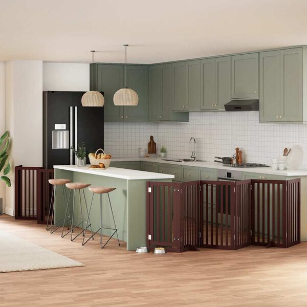 vidaXL Z&aacute;brana pro psy s dv&iacute;řky skl&aacute;dac&iacute; 15 panelů hněd&aacute; 750 cm topol