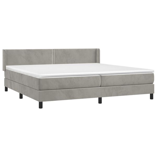 vidaXL Box spring postel s matrac&iacute; světle &scaron;ed&aacute; 200x200 cm samet