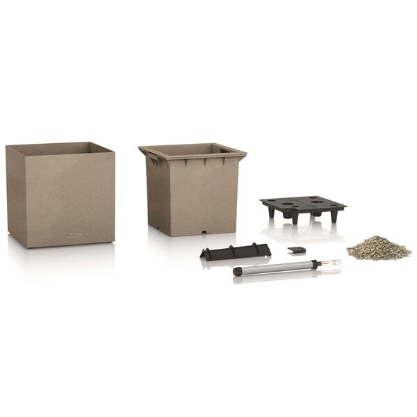 LECHUZA Květin&aacute;č Canto Color Square 40 ALL-IN-ONE b&eacute;žov&yacute; 13721