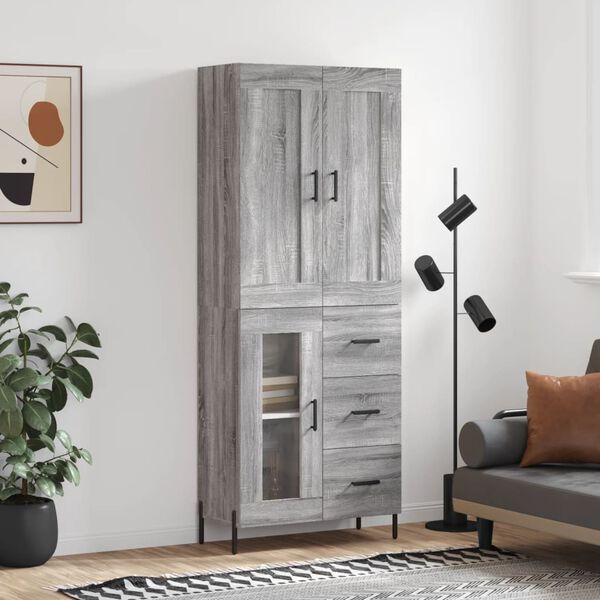 vidaXL Skř&iacute;ň highboard &scaron;ed&aacute; sonoma 69,5 x 34 x 180 cm kompozitn&iacute; dřevo