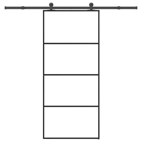 vidaXL Posuvn&eacute; dveře s kov&aacute;n&iacute;m 90x205 cm ESG sklo a hlin&iacute;k