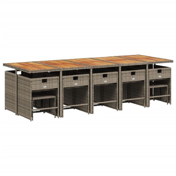 vidaXL 15d&iacute;ln&yacute; zahradn&iacute; j&iacute;deln&iacute; set s podu&scaron;kami &scaron;ed&yacute; polyratan