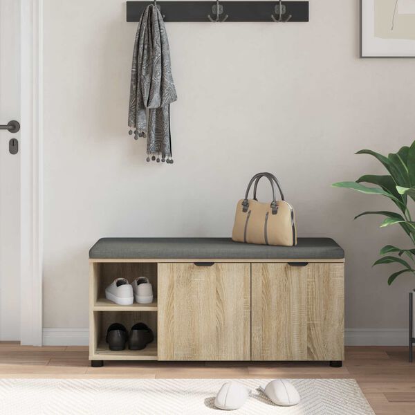 vidaXL Chodbičkov&aacute; lavice s pol&scaron;t&aacute;řem Sonoma dub 100 x 38 x 46 cm