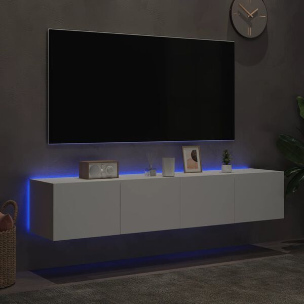 vidaXL Nástěnné TV skříňky s LED osvětlením 2 ks bílé 80 x 35 x 31 cm