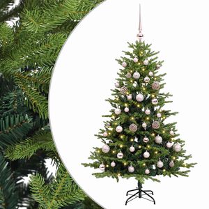vidaXL Uměl&yacute; v&aacute;nočn&iacute; stromek s baňkami 120 cm 150 LED Tepl&aacute; b&iacute;l&aacute;
