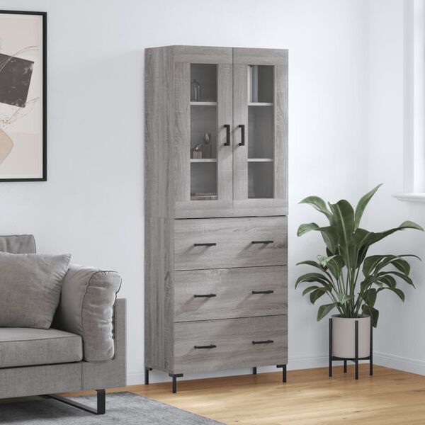 vidaXL Skř&iacute;ň highboard &scaron;ed&aacute; sonoma 69,5 x 34 x 180 cm kompozitn&iacute; dřevo