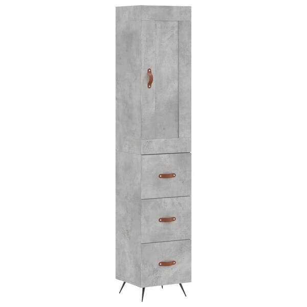 vidaXL Skř&iacute;ň highboard betonově &scaron;ed&aacute; 34,5x34x180 cm kompozitn&iacute; dřevo