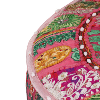 vidaXL Sedací puf patchwork kulatý bavlna ruční výroba 40x20 cm růžový