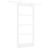 vidaXL Posuvn&eacute; dveře 93 x 202 cm Masivn&iacute; borov&eacute; dřevo a sklo B&iacute;l&aacute;