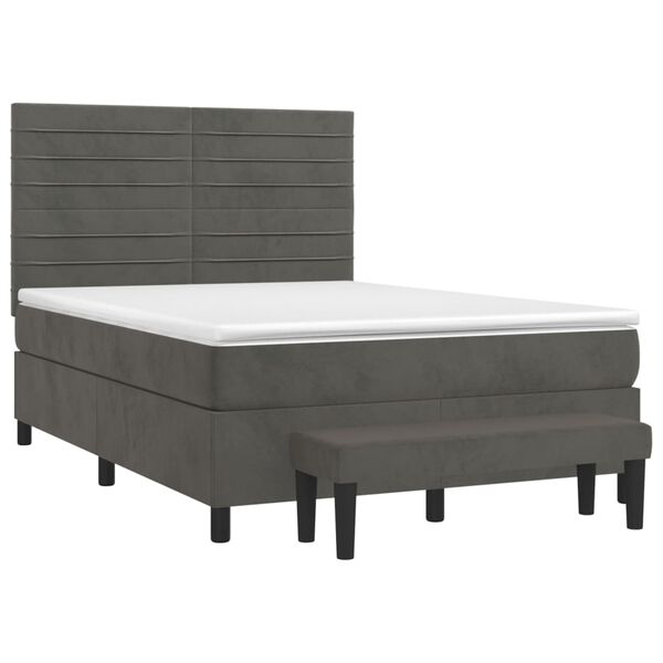 vidaXL Box spring postel s matrac&iacute; tmavě &scaron;ed&aacute; 140x200 cm samet