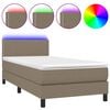 vidaXL Box spring postel s matrac&iacute; a LED taupe 90x200 cm textil