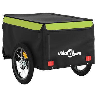 vidaXL Vozík za kolo černý a zelený 45 kg železo