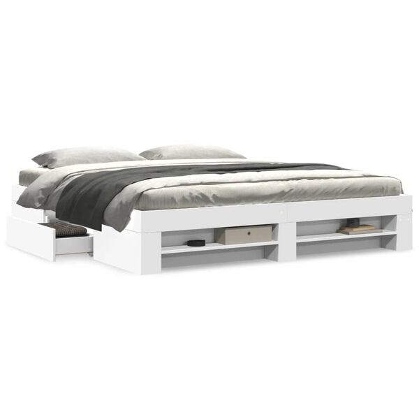 vidaXL R&aacute;m postele b&iacute;l&yacute; 200 x 200 cm kompozitn&iacute; dřevo