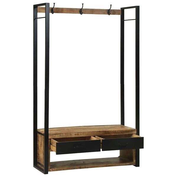 vidaXL Stojan na oblečení se zásuvkou Hnědá Masivní magnovníkové dřevo