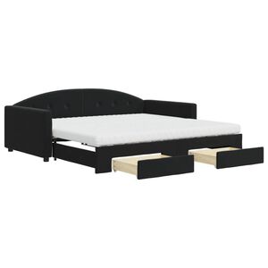 vidaXL V&aacute;lenda s přist&yacute;lkou a z&aacute;suvkami čern&aacute; 100 x 200 cm samet