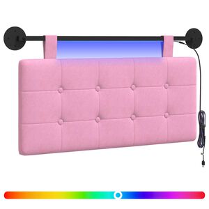 vidaXL Z&aacute;věsn&eacute; čelo postele S LED osvětlen&iacute;m Růžov&aacute; Textil