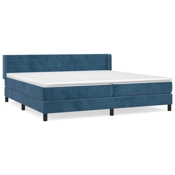 vidaXL Box spring postel s matrac&iacute; tmavě modr&aacute; 200x200 cm samet