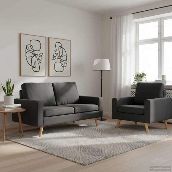 vidaXL 2dílná sedací souprava textil tmavě šedá