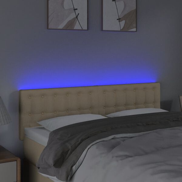vidaXL Čelo postele s LED kr&eacute;mov&eacute; 144x5x78/88 cm textil