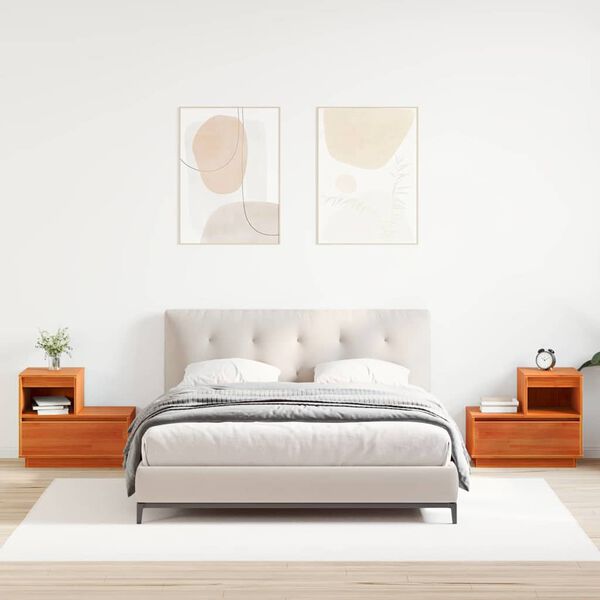 vidaXL Nočn&iacute; skř&iacute;ňka se z&aacute;suvkou 2 pcs Voskově hněd&aacute; 60 x 34 x 51 cm