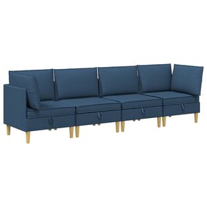 vidaXL Modul&aacute;rn&iacute; pohovka se storage 4 ks Modr&aacute; Textil