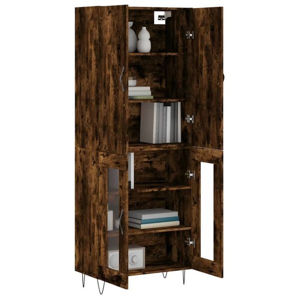 vidaXL Skř&iacute;ň highboard kouřov&yacute; dub 69,5 x 34 x 180 cm kompozitn&iacute; dřevo