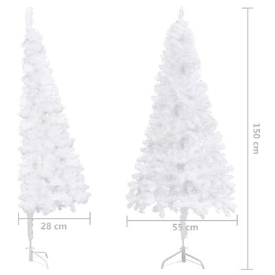 vidaXL Rohový umělý vánoční stromek LED a sada koulí bílý 150 cm PVC
