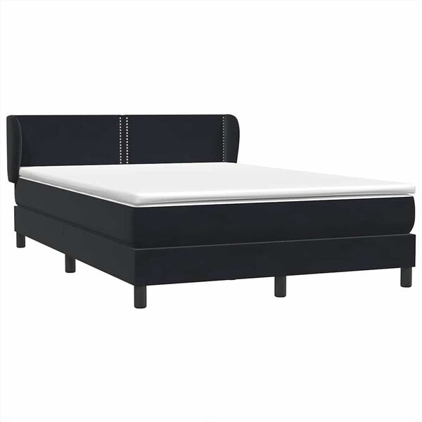 vidaXL Box spring postel s matrac&iacute; čern&aacute; 140x210 cm samet