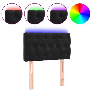 vidaXL Čelo postele s LED čern&eacute; 80 x 7 x 78/88 cm samet