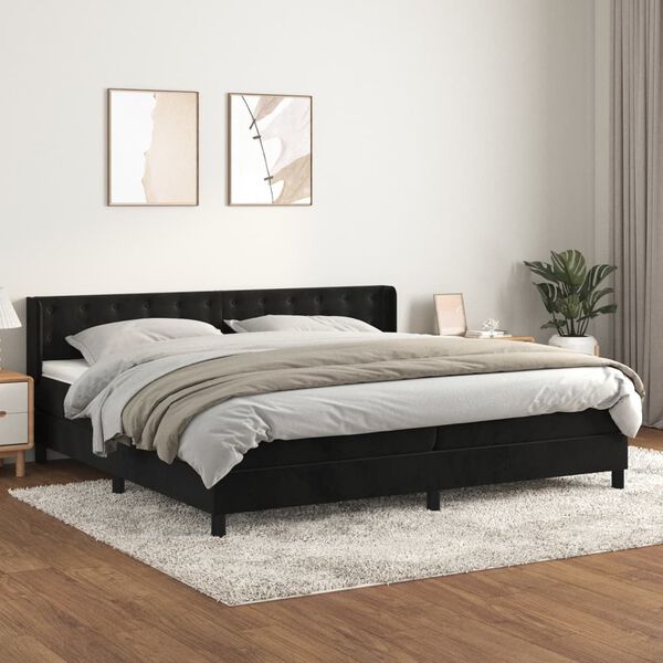 vidaXL Box spring postel s matrac&iacute; čern&aacute; 200x200 cm samet
