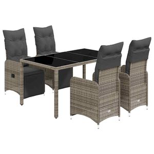 vidaXL 5d&iacute;ln&yacute; zahradn&iacute; bistro set s podu&scaron;kami &scaron;ed&yacute; polyratan