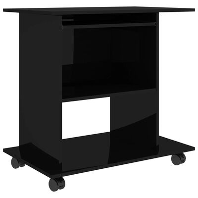 vidaXL Počítačový stůl černý s vysokým leskem 80x50x75 cm dřevotříska