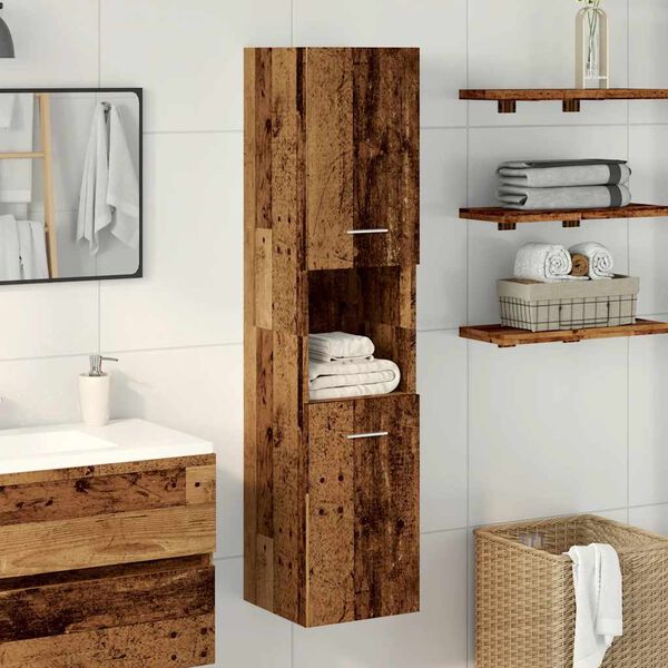 vidaXL Koupelnová závěsná skříňka old wood 30 x 30 x 130 cm kompozit