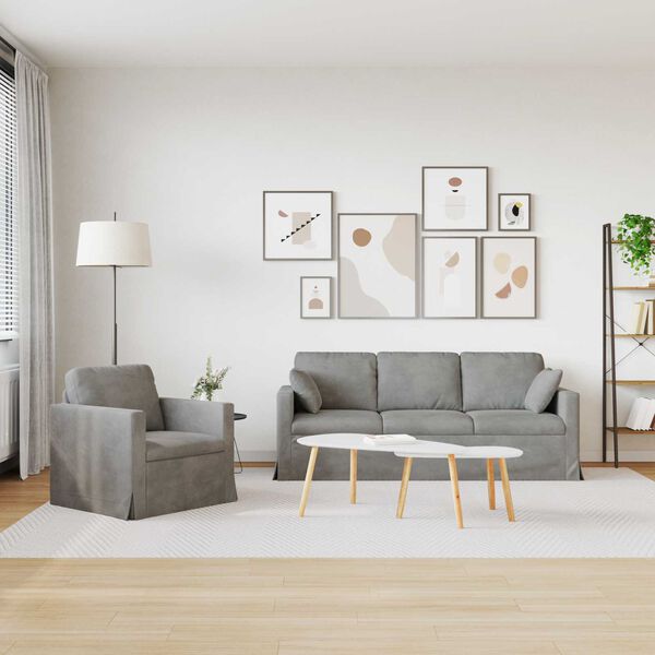 vidaXL Pohovka 2 pcs Světle &scaron;ed&aacute;