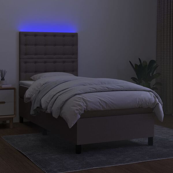 vidaXL Box spring postel s matrac&iacute; a LED taupe 90x200 cm textil