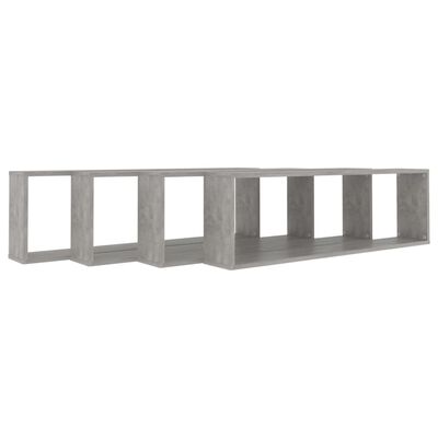 vidaXL Nástěnné krychlové police 4 ks betonově šedé 100 x 15 x 30 cm